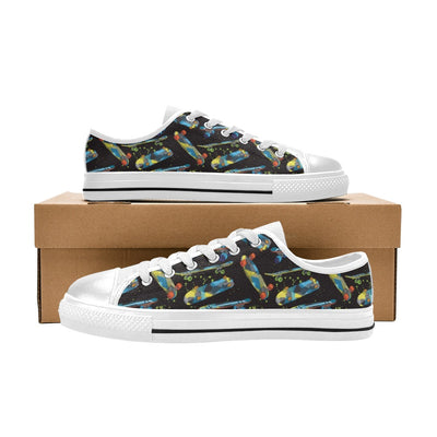 Skateboard Print Design LKS305 Women's White Low Top Shoes