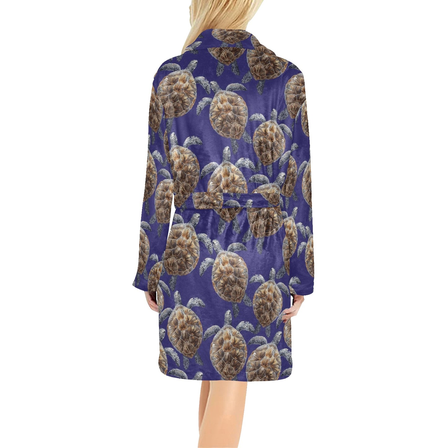 Sea Turtle Pattern Print Design T05 Women's Fleece Robe