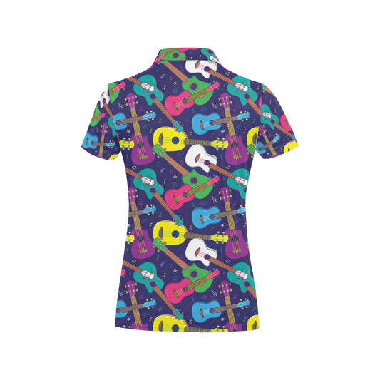 Ukulele Pattern Print Design 02 Women's Polo Shirt