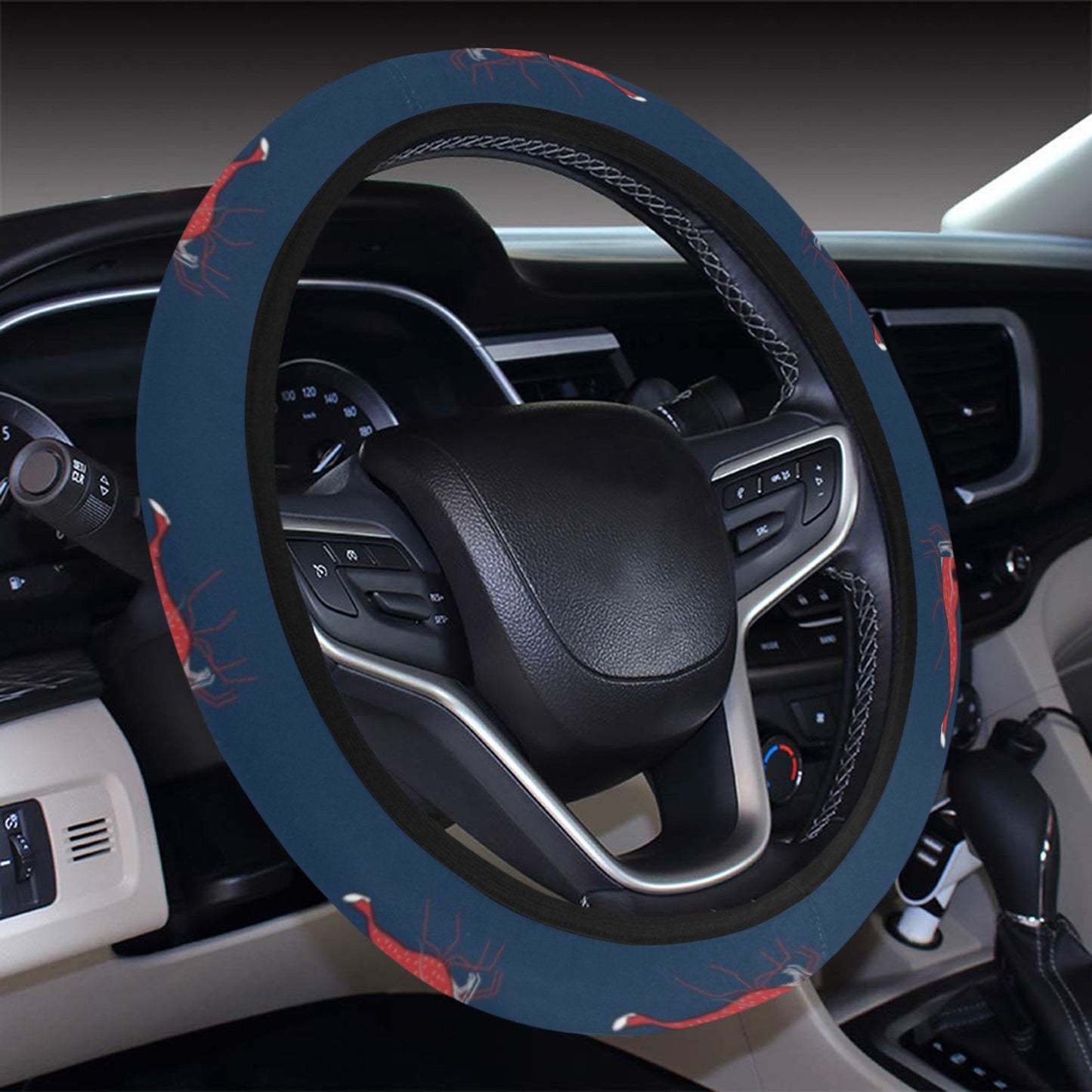 Shrimp Print Design LKS305 Steering Wheel Cover with Elastic Edge