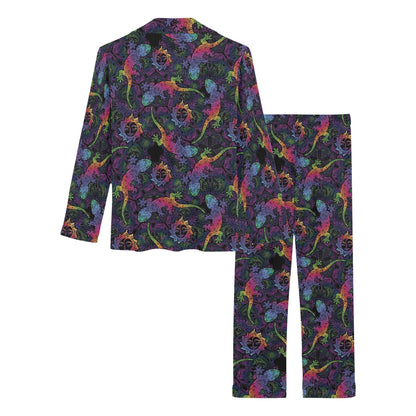 Gecko Rainbow Pattern Print Design 03 Women's Long Pajama Set
