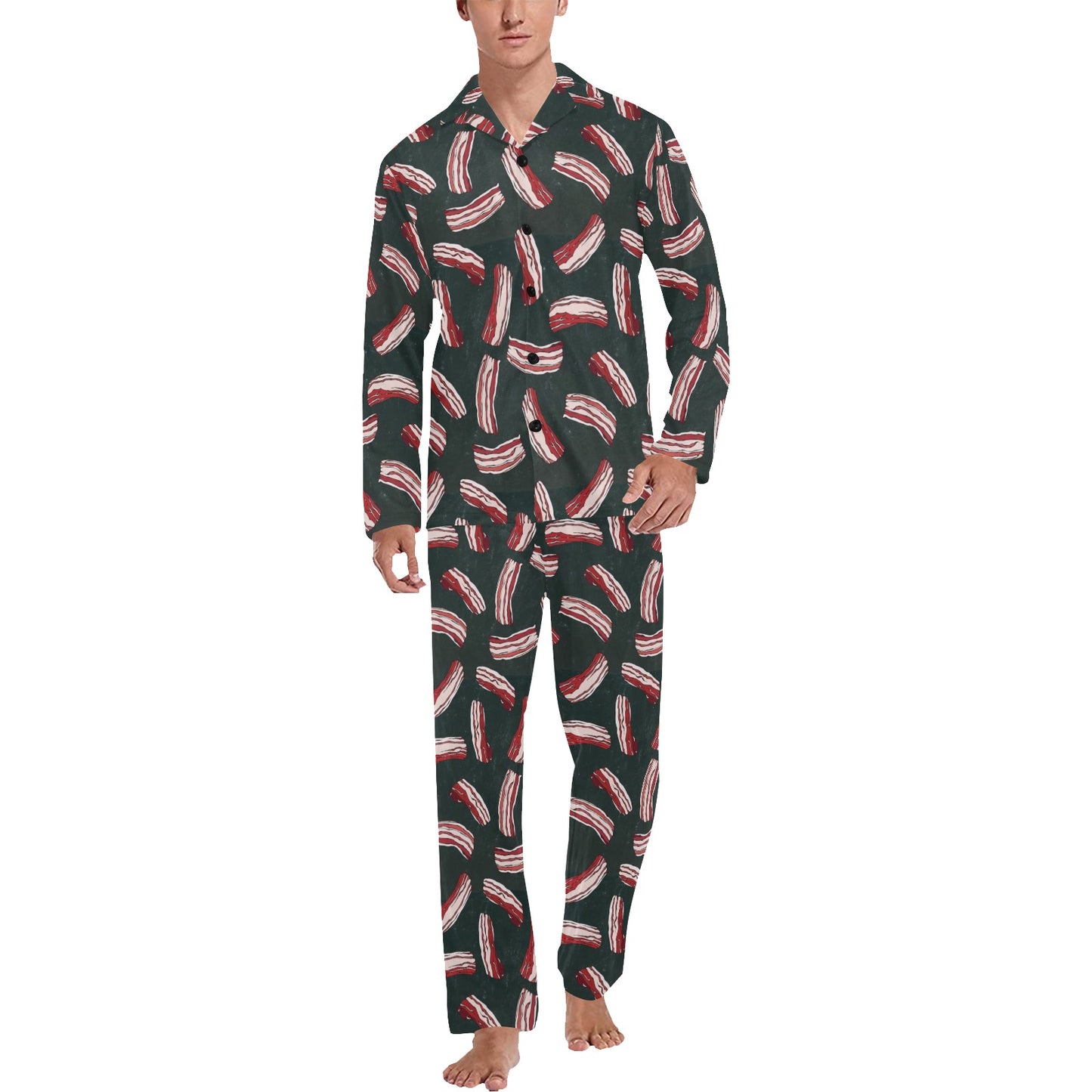 Bacon Pattern Print Design 02 Men's Long Pajama Set