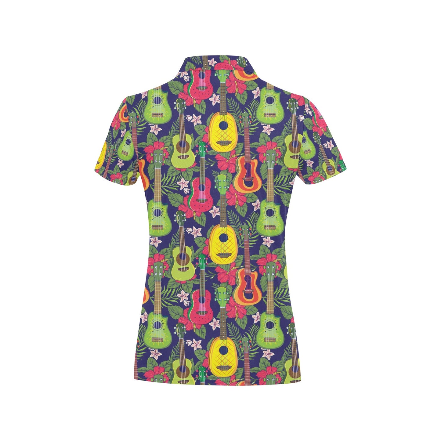 Ukulele Tropical Pattern Print Design 03 Women's Polo Shirt