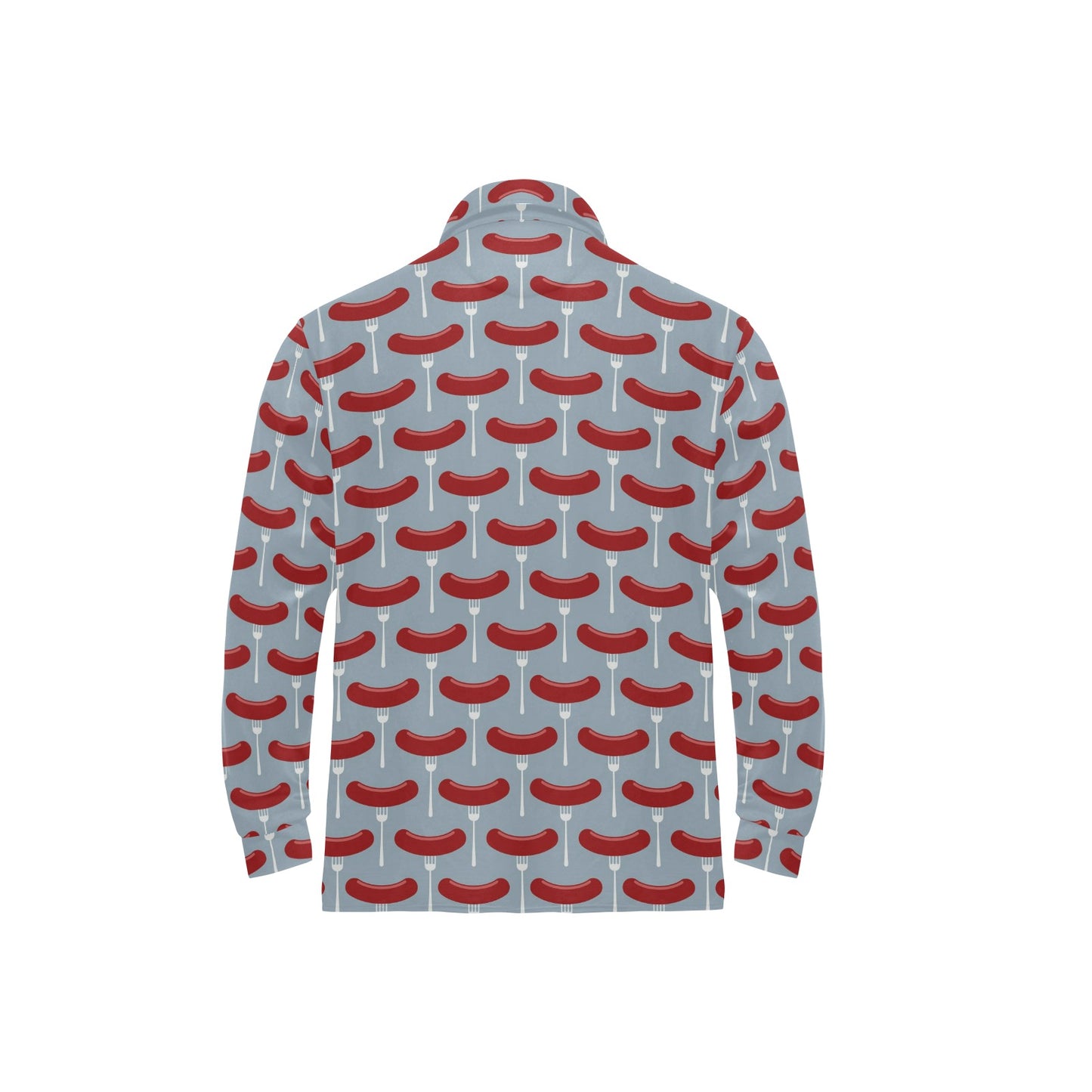 Sausage Print Design LKS301 Long Sleeve Polo Shirt For Men's