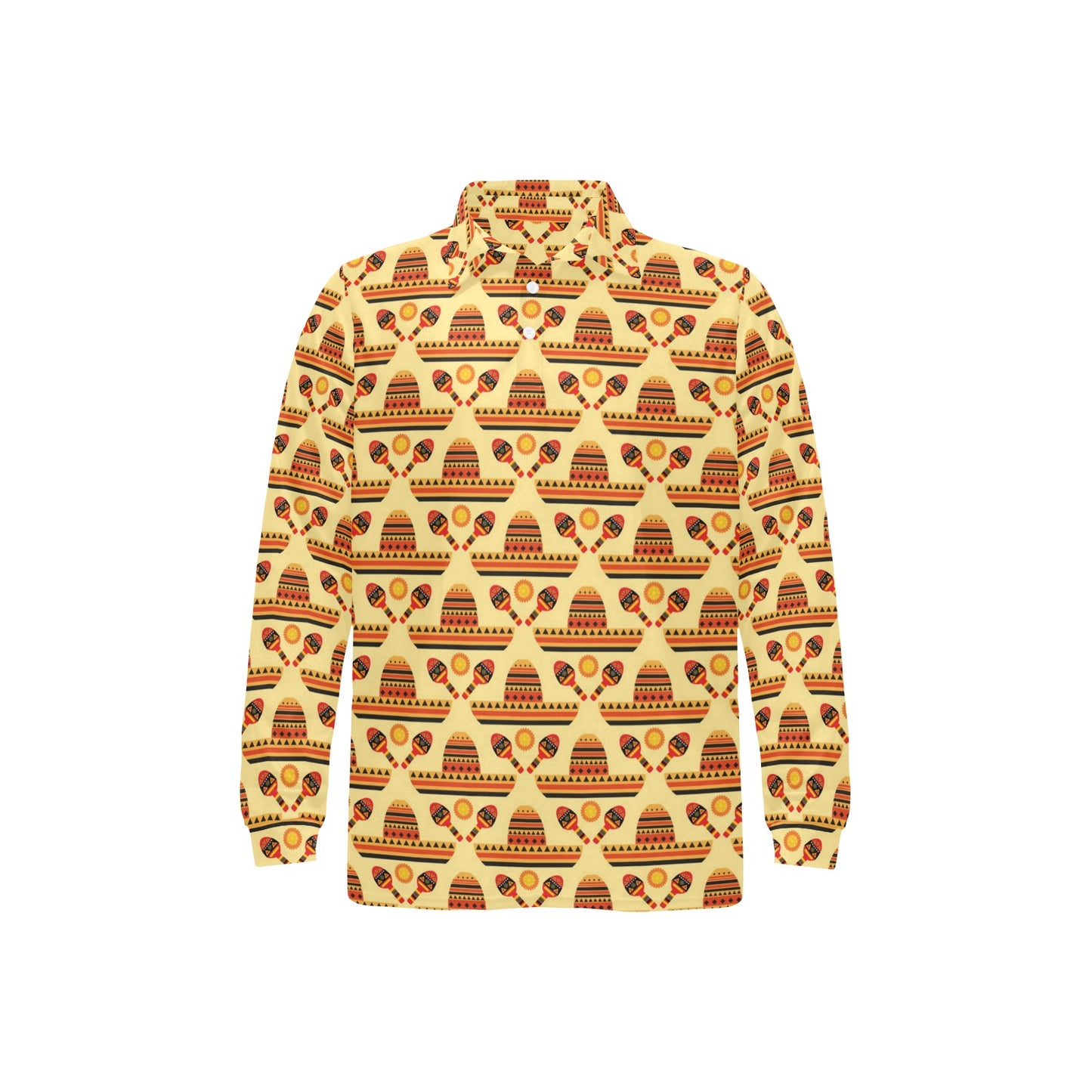 Maracas Print Design LKS403 Long Sleeve Polo Shirt For Men's