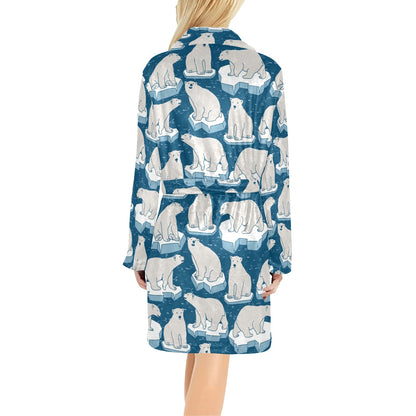 Polar Bear Pattern Print Design PB03 Women's Fleece Robe