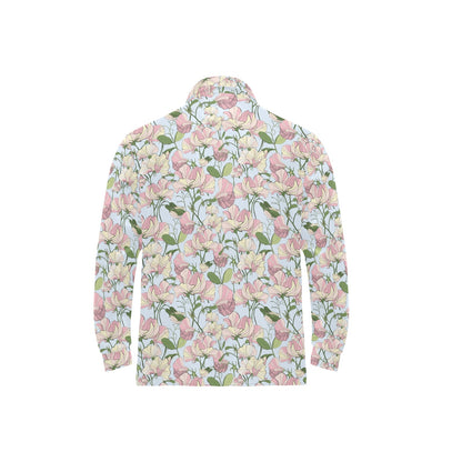 Sweet Pea Print Design LKS304 Long Sleeve Polo Shirt For Men's