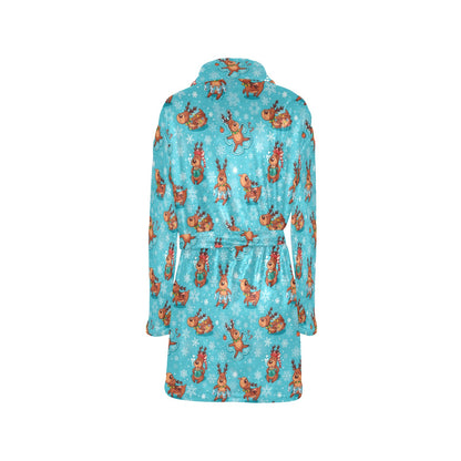 Reindeer Print Design LKS402 Women's Fleece Robe