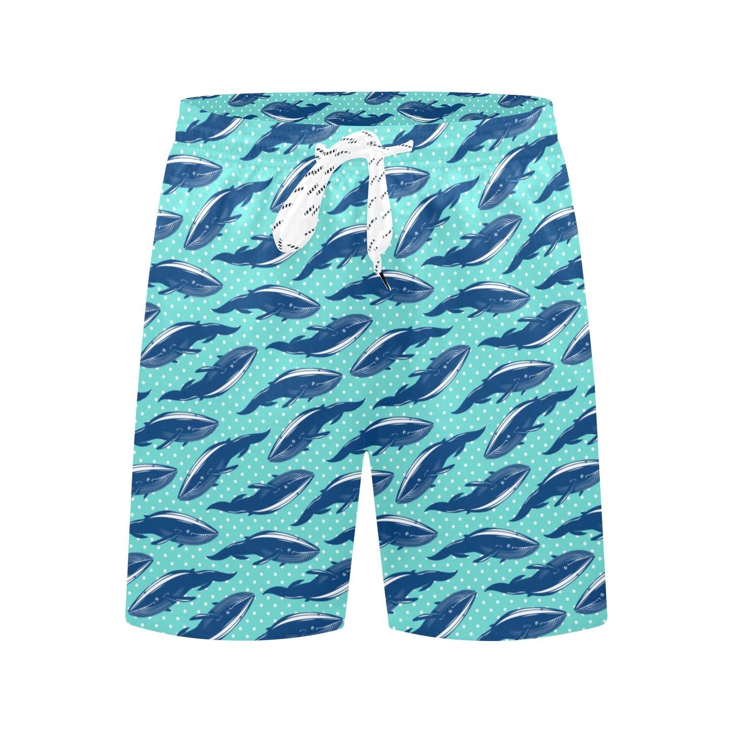 Whale Polka Dot Design Themed Print Men's Swim Trunks Beach Shorts
