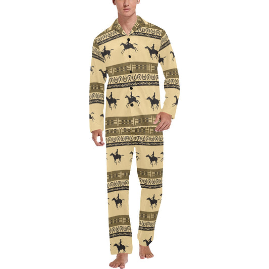 Horse Pattern Prnt Men's Long Pajama Set
