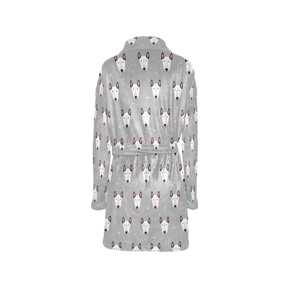 Bull Terrier Head Print Pattern Women's Fleece Robe