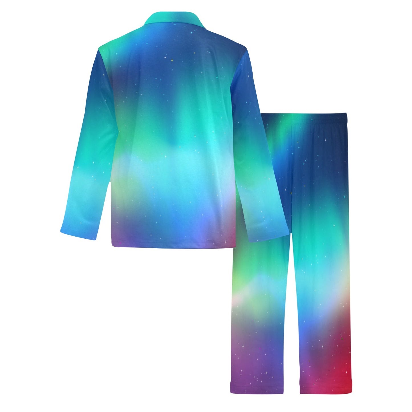 Aurora Borealis Pattern Print Design 02 Men's Long Pajama Set