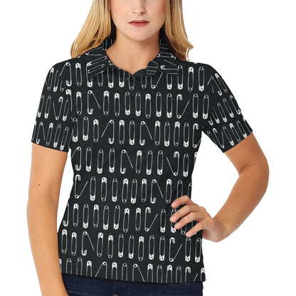 Safety Pin Print Design LKS302 Women's Polo Shirt