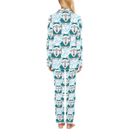 Alaskan Malamute Pattern Print Design 01 Women's Long Pajama Set