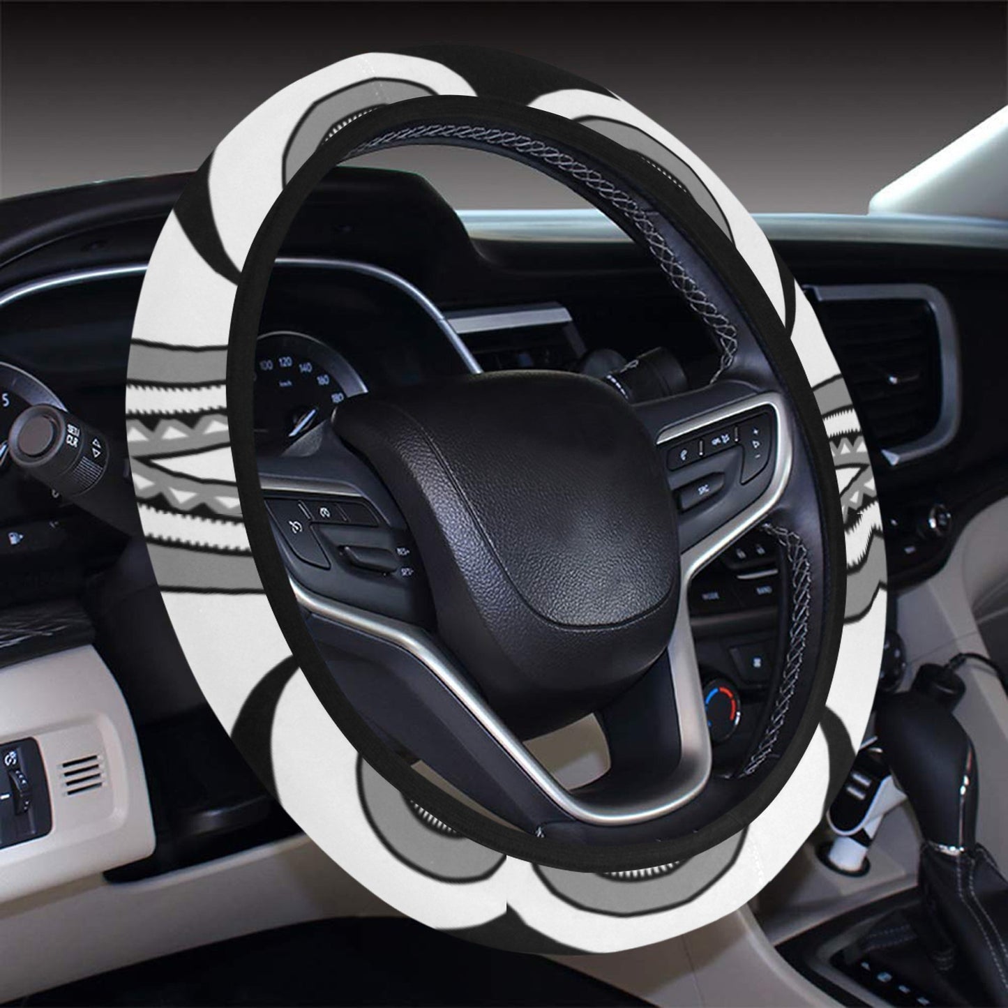 Samoan Pattern Print Design LKS302 Steering Wheel Cover with Elastic Edge