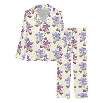 Iris Pattern Print Design IR08 Women's Long Pajama Set