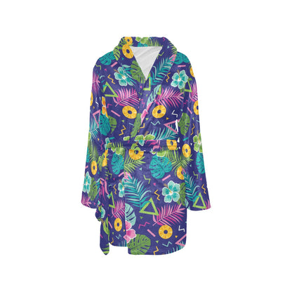 Hawaiian Themed Pattern Print Design H014 Women's Fleece Robe