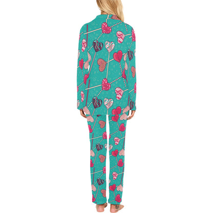 Lollipop Pattern Print Design LL01 Women's Long Pajama Set