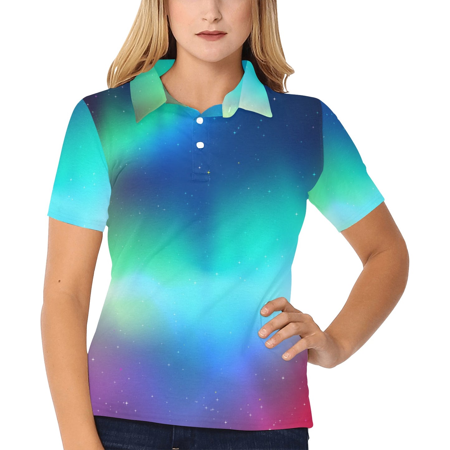 Aurora Borealis Pattern Print Design 02 Women's Polo Shirt