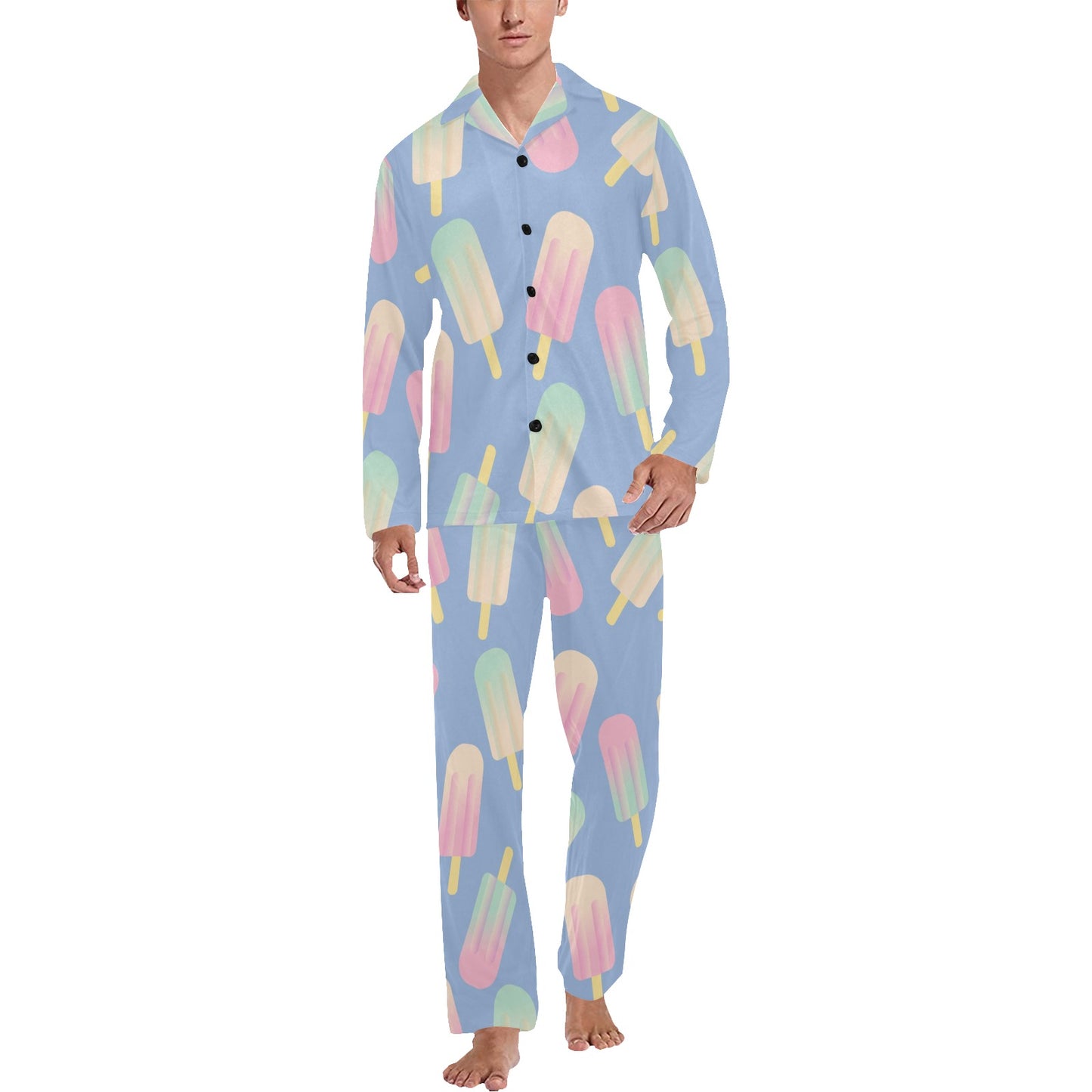 Ice Cream Pattern Print Design 05 Men's Long Pajama Set