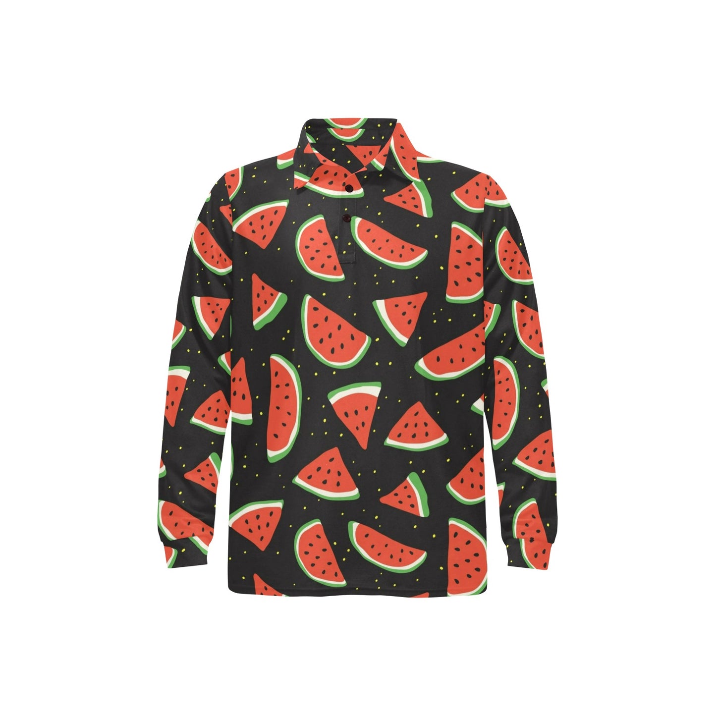 Watermelon Pattern Print Design WM09 Long Sleeve Polo Shirt For Men's