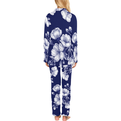 Cherry Blossom Pattern Print Design CB01 Women's Long Pajama Set