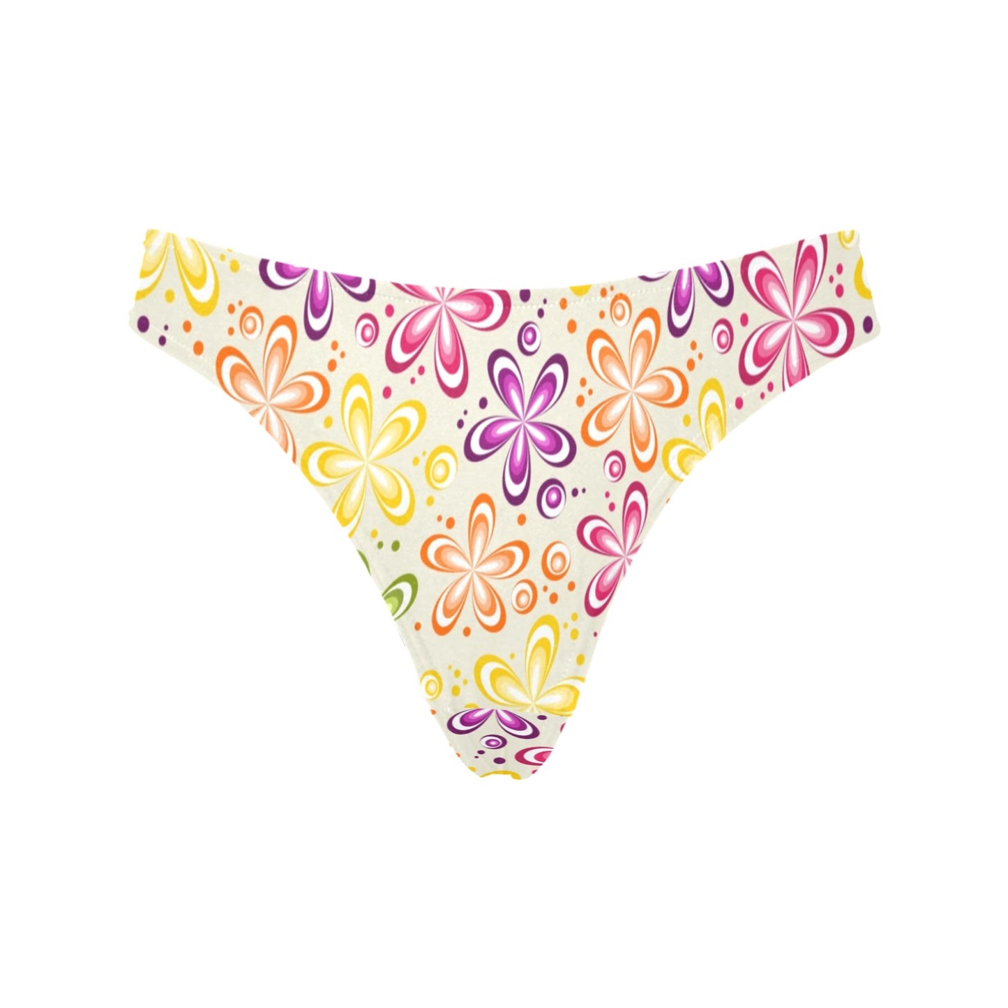 Flower Power Colorful Design Print Women's Thongs