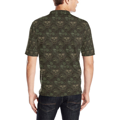 Skull Camo Style Print Design LKS308 Men Polo Shirt
