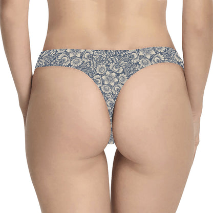 Elegant Floral Print Pattern Women's Thongs