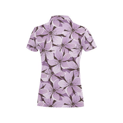 Lilac Pattern Print Design 01 Women's Polo Shirt