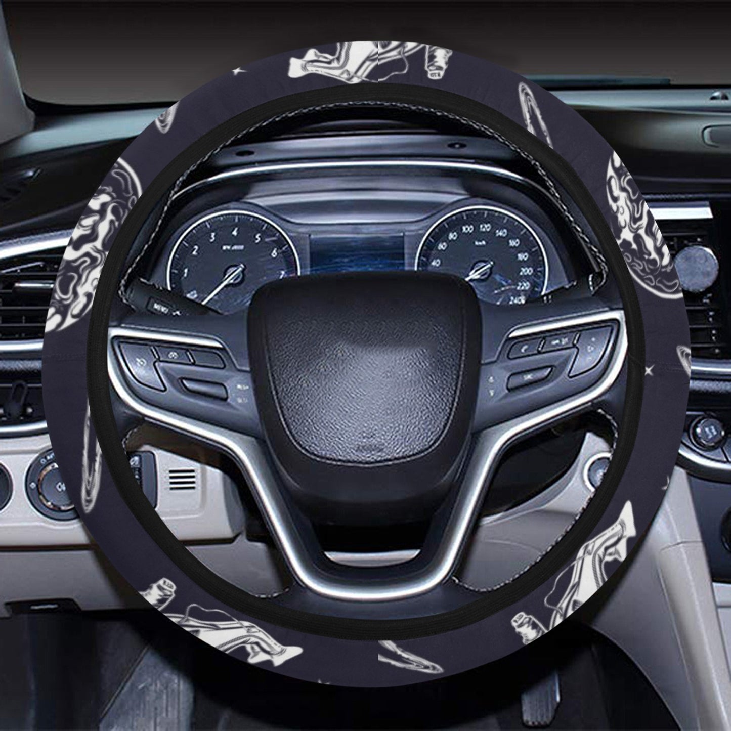 Space Astronaut Print Design LKS302 Steering Wheel Cover with Elastic Edge