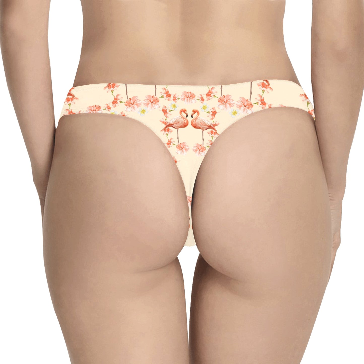 Flamingo Hibiscus Print Pattern Women's Thongs
