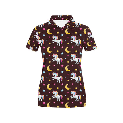Unicorn Moon Star Women's Polo Shirt
