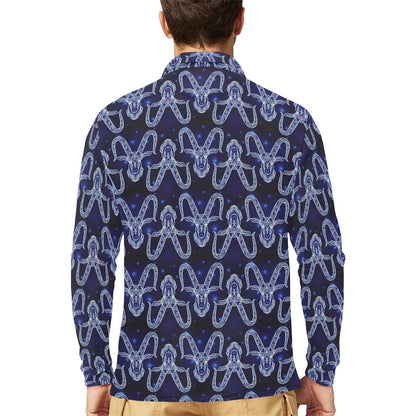Capricorn Zodiac Pattern Print Design 03 Long Sleeve Polo Shirt For Men's