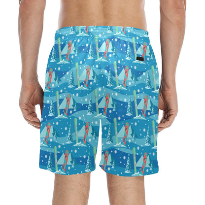 Snowboard Print Design LKS301 Men's Swim Trunks Beach Shorts