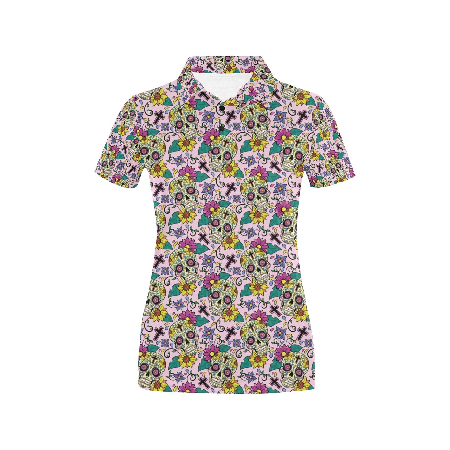 Sugar Skull Print Design LKS307 Women's Polo Shirt