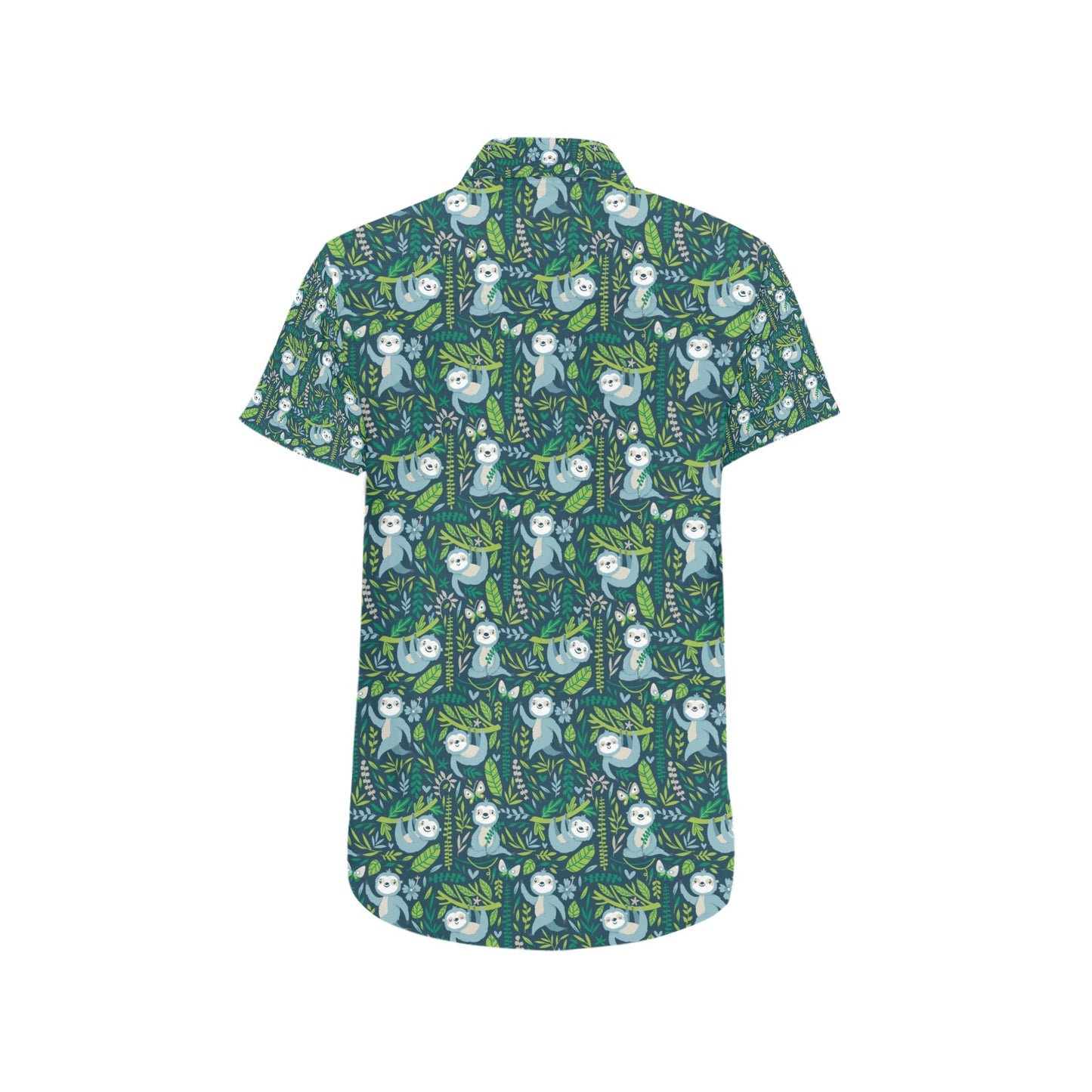 Sloth Print Design LKS304 Men Short Sleeve Button Up Shirt