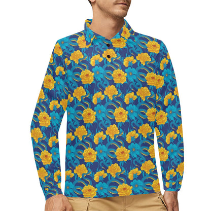 Boa Pattern Print Design 01 Long Sleeve Polo Shirt For Men's