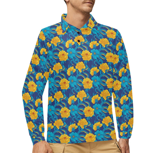 Boa Pattern Print Design 01 Long Sleeve Polo Shirt For Men's