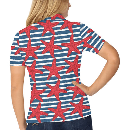 Starfish Red Pattern Print Design 02 Women's Polo Shirt
