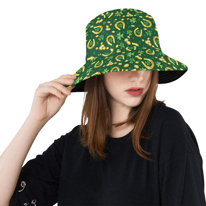 Shamrock Horse Shoes Saint Patrick's Day Print Design LKS307 Unisex Bucket Hat