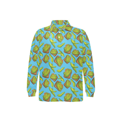 Sandwich Avocado Print Design LKS306 Long Sleeve Polo Shirt For Men's