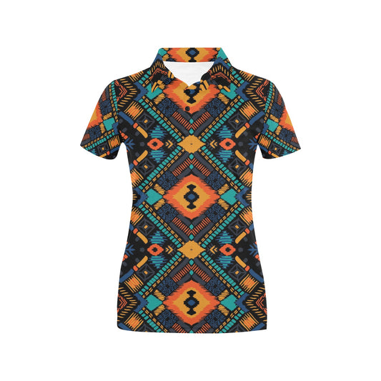 Kente Pattern Print Design 04 Women's Polo Shirt