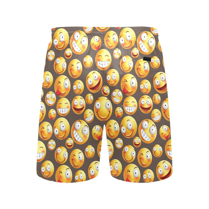 Smiley Face Emoji Print Design LKS303 Men's Swim Trunks Beach Shorts