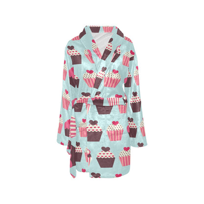 CupCake Print Pattern Women's Fleece Robe
