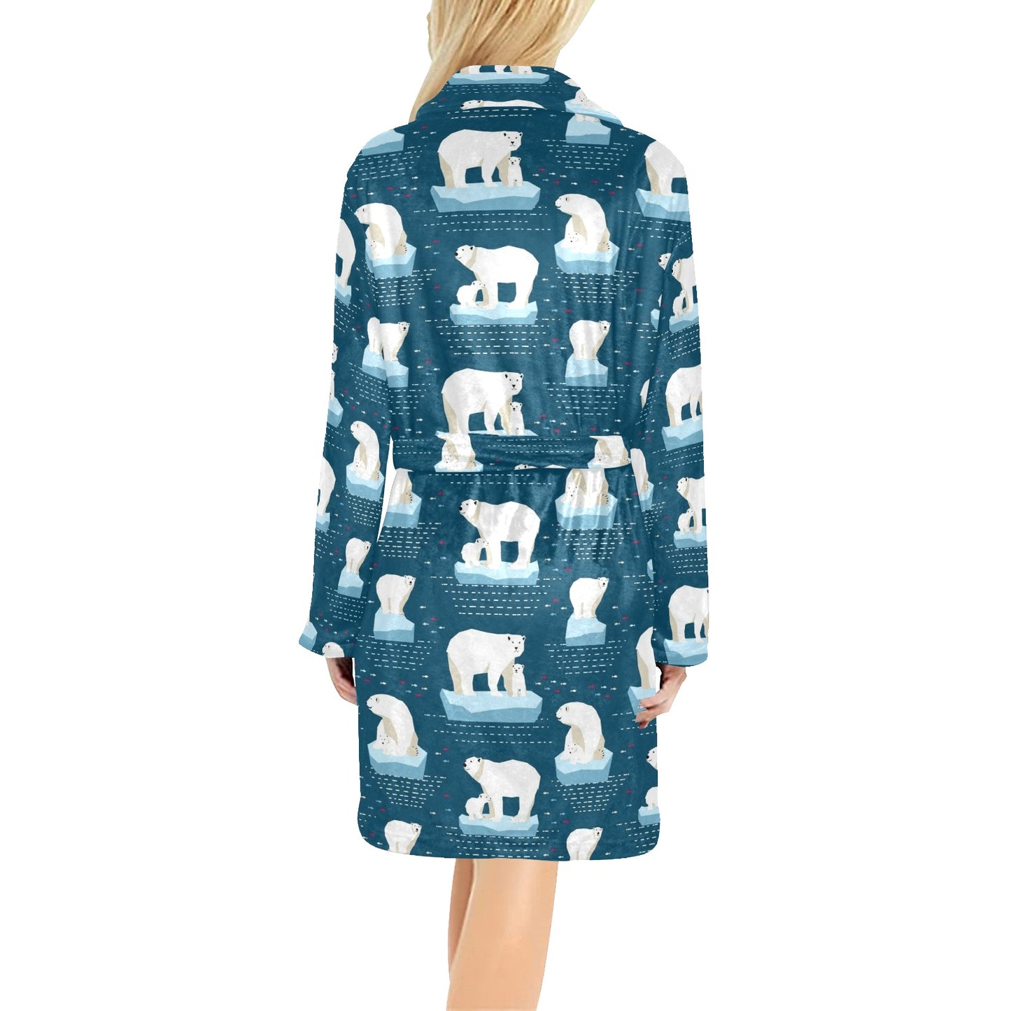 Polar Bear Pattern Print Design PB02 Women's Fleece Robe