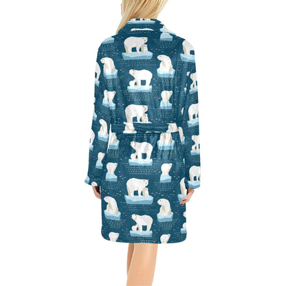 Polar Bear Pattern Print Design PB02 Women's Fleece Robe
