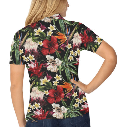 Summer Floral Pattern Print Design SF03 Women's Polo Shirt