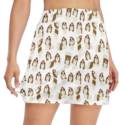 Shih Tzu Print Design LKS302 17" Golf & Pickleball Skort with Pockets