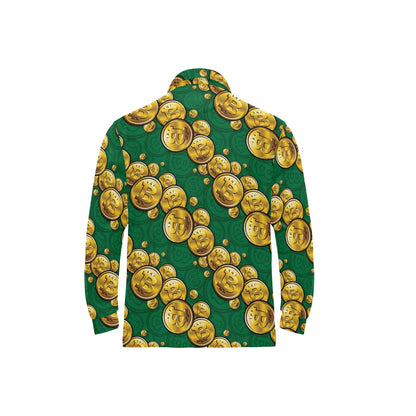 Bitcoin Pattern Print Design DO02 Long Sleeve Polo Shirt For Men's